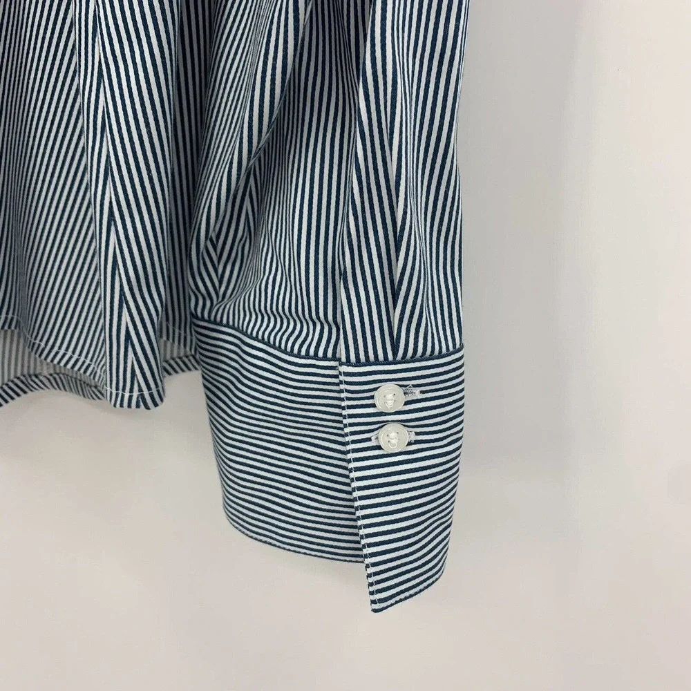 Lane Bryant Outlet Shirt Size 22 Striped Long Sleeve Button Up Collared Stretch - Picture 4 of 8
